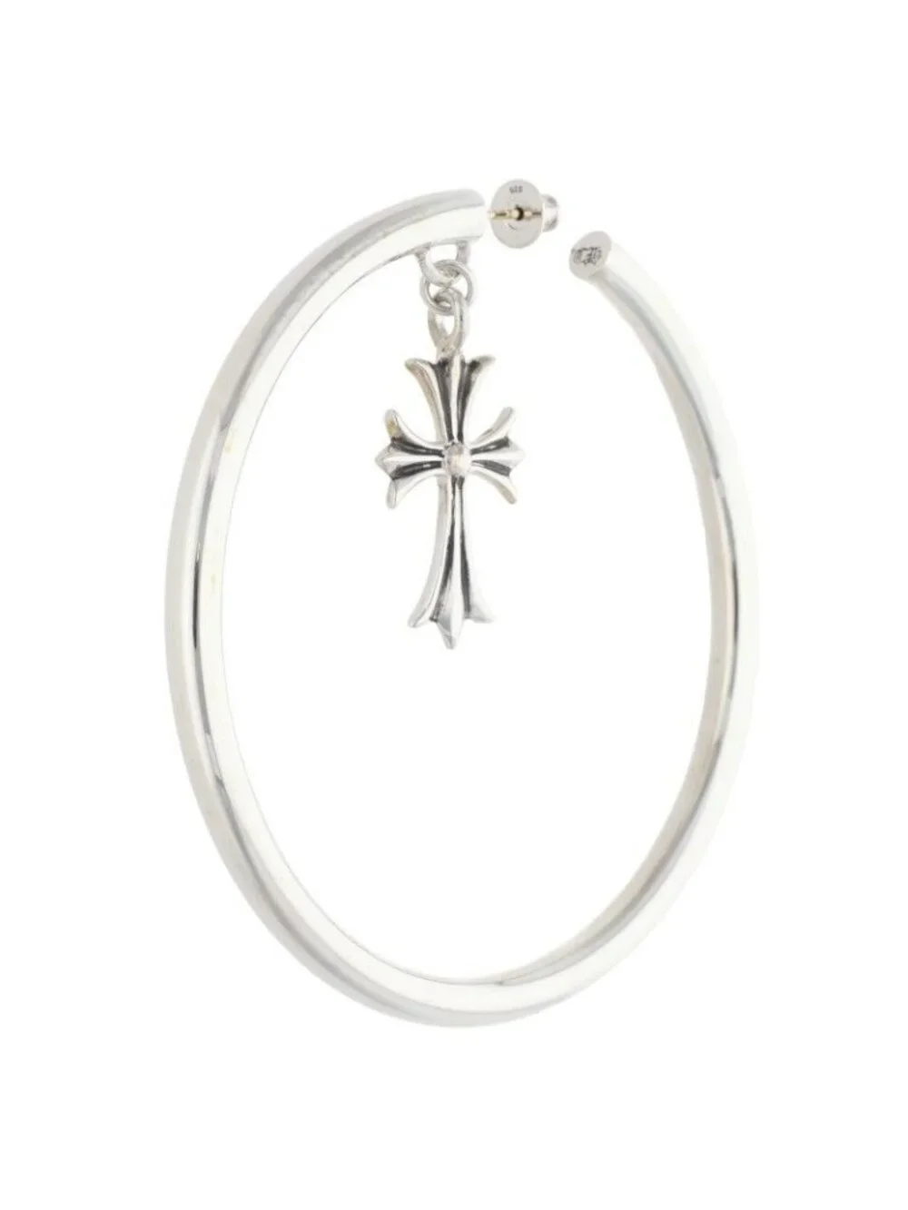 Chrome Hearts Tiny CH Silver Earrings with Cross